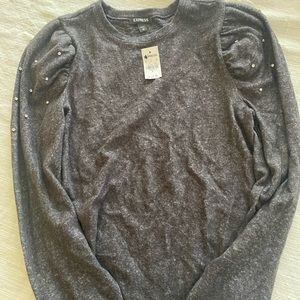 Express grey sweater with rinestones